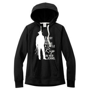 Every Girl Needs A Little RIP In Her Jeans Funny Cowboy Women's Fleece Hoodie