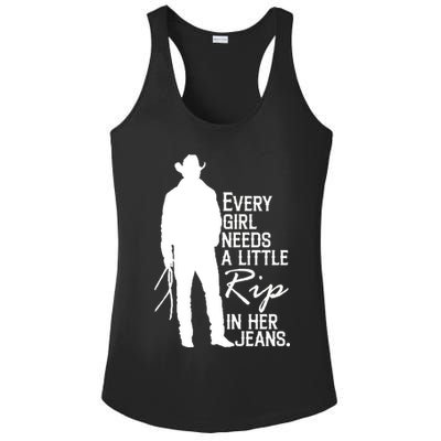 Every Girl Needs A Little RIP In Her Jeans Funny Cowboy Ladies PosiCharge Competitor Racerback Tank