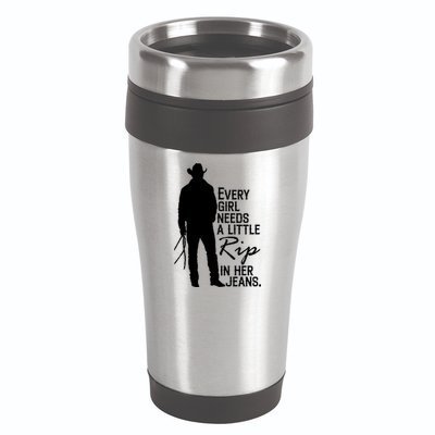 Every Girl Needs A Little RIP In Her Jeans Funny Cowboy 16oz Travel Tumbler