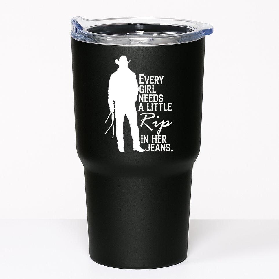 Every Girl Needs A Little RIP In Her Jeans Funny Cowboy Tumbler