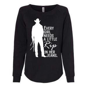 Every Girl Needs A Little RIP In Her Jeans Funny Cowboy Womens California Wash Sweatshirt