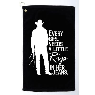 Every Girl Needs A Little RIP In Her Jeans Funny Cowboy Golf Towel