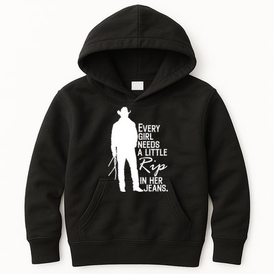 Every Girl Needs A Little RIP In Her Jeans Funny Cowboy Kids Hoodie