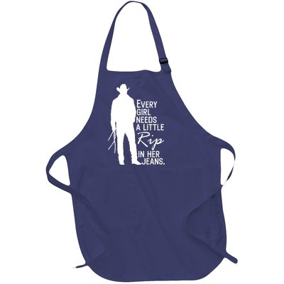 Every Girl Needs A Little RIP In Her Jeans Funny Cowboy Full-Length Apron With Pockets