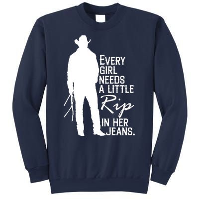 Every Girl Needs A Little RIP In Her Jeans Funny Cowboy Sweatshirt