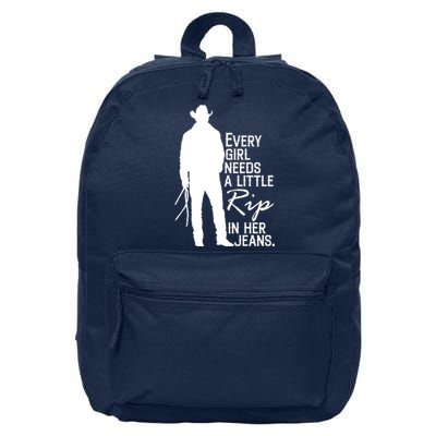 Every Girl Needs A Little RIP In Her Jeans Funny Cowboy 16 in Basic Backpack