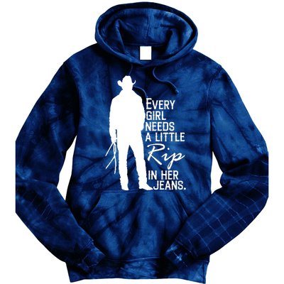 Every Girl Needs A Little RIP In Her Jeans Funny Cowboy Tie Dye Hoodie