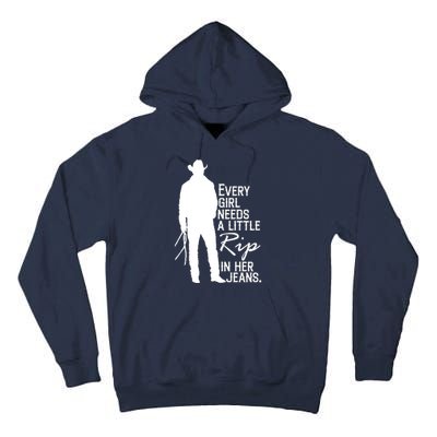 Every Girl Needs A Little RIP In Her Jeans Funny Cowboy Tall Hoodie