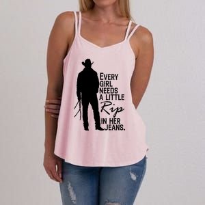 Every Girl Needs A Little RIP In Her Jeans Funny Cowboy Women's Strappy Tank