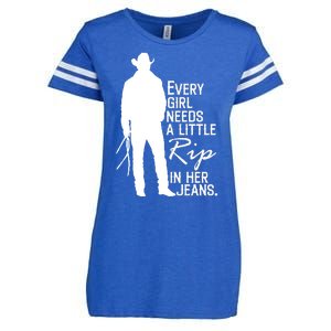 Every Girl Needs A Little RIP In Her Jeans Funny Cowboy Enza Ladies Jersey Football T-Shirt