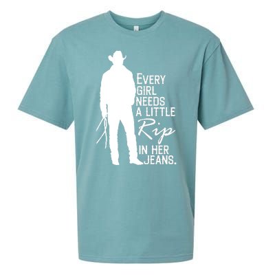 Every Girl Needs A Little RIP In Her Jeans Funny Cowboy Sueded Cloud Jersey T-Shirt