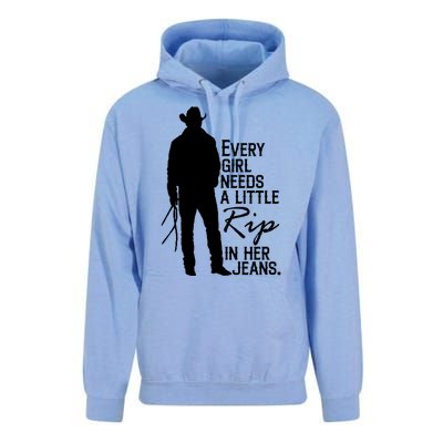 Every Girl Needs A Little RIP In Her Jeans Funny Cowboy Unisex Surf Hoodie