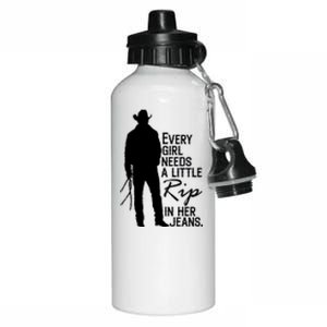 Every Girl Needs A Little RIP In Her Jeans Funny Cowboy Aluminum Water Bottle 