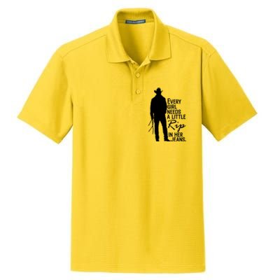 Every Girl Needs A Little RIP In Her Jeans Funny Cowboy Dry Zone Grid Polo