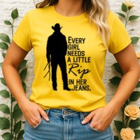 Every Girl Needs A Little RIP In Her Jeans Funny Cowboy Womens T-Shirt