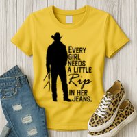 Every Girl Needs A Little RIP In Her Jeans Funny Cowboy Womens T-Shirt
