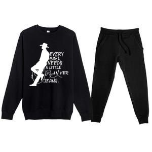 Every Girl Needs A Little Rip In Her Jeans Meme Every Girl Needs A Little Premium Crewneck Sweatsuit Set