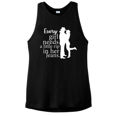 Every Girl Needs A Little Rip In Her Jeans Ladies PosiCharge Tri-Blend Wicking Tank