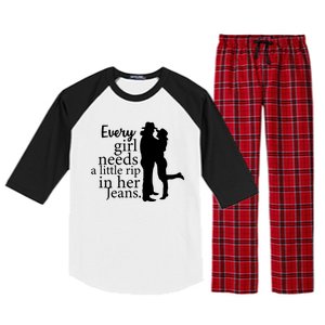 Every Girl Needs A Little Rip In Her Jeans Raglan Sleeve Pajama Set