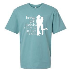 Every Girl Needs A Little Rip In Her Jeans Sueded Cloud Jersey T-Shirt