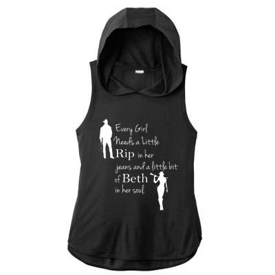 Every Girl Needs A Little Rip In Her Jeans And Beth In Her Soul Ladies PosiCharge Tri-Blend Wicking Draft Hoodie Tank