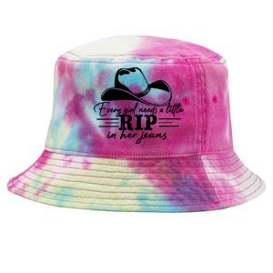 Every Girl Needs A Little Rip In Her Jeans Tie-Dyed Bucket Hat