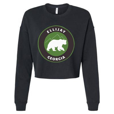 Ellijay Georgia Outdoors Ga Bear Mountains Badge Cropped Pullover Crew