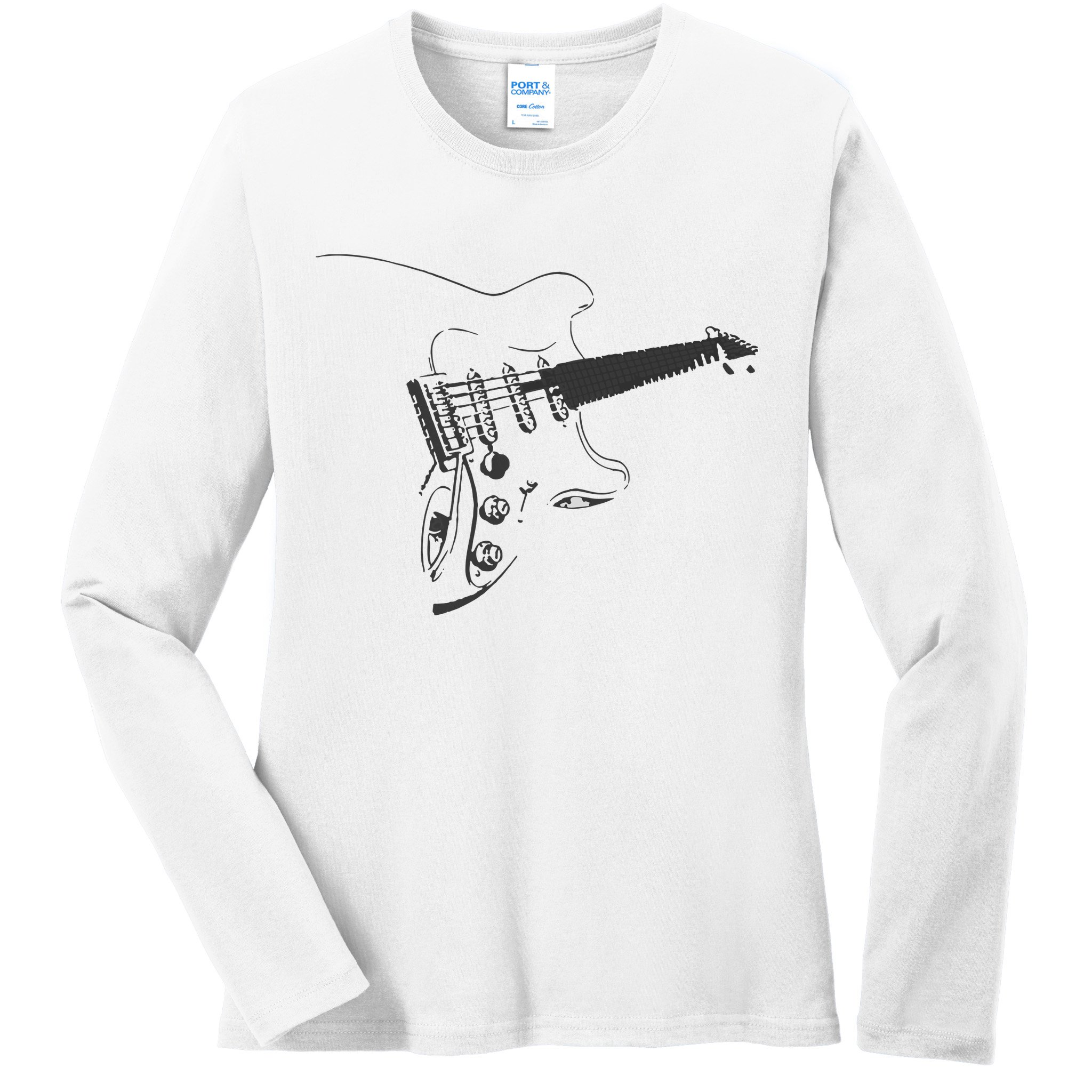 Electric Guitar Player Ladies Long Sleeve Shirt