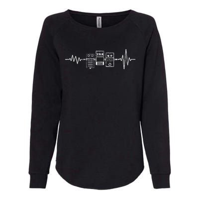 Electric Guitar Player Guitar Effects Pedals Heartbeat Womens California Wash Sweatshirt