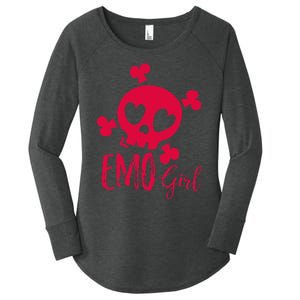 Emo Girl Pink Skull Emo Goth Music Ns Emotional Women's Perfect Tri Tunic Long Sleeve Shirt