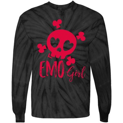 Emo Girl Pink Skull Emo Goth Music Ns Emotional Tie-Dye Long Sleeve Shirt