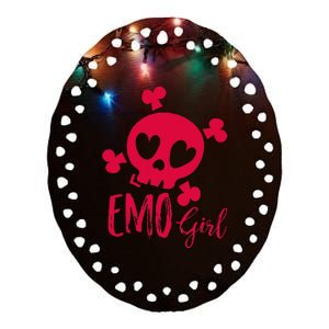 Emo Girl Pink Skull Emo Goth Music Ns Emotional Ceramic Oval Ornament