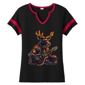 Electric Guitar Rock Music Moose Ladies Halftime Notch Neck Tee