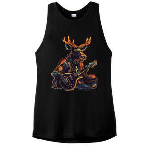 Electric Guitar Rock Music Moose Ladies PosiCharge Tri-Blend Wicking Tank