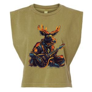 Electric Guitar Rock Music Moose Garment-Dyed Women's Muscle Tee