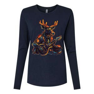 Electric Guitar Rock Music Moose Womens Cotton Relaxed Long Sleeve T-Shirt