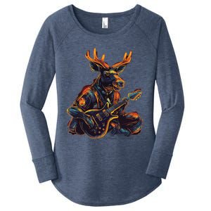 Electric Guitar Rock Music Moose Women's Perfect Tri Tunic Long Sleeve Shirt