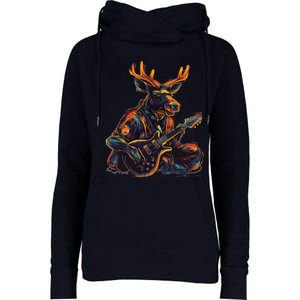 Electric Guitar Rock Music Moose Womens Funnel Neck Pullover Hood