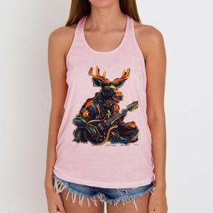 Electric Guitar Rock Music Moose Women's Knotted Racerback Tank