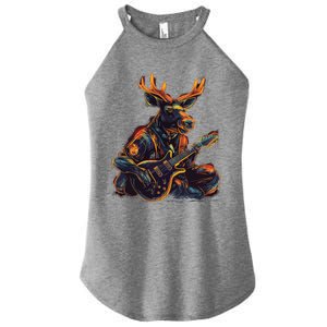 Electric Guitar Rock Music Moose Women's Perfect Tri Rocker Tank