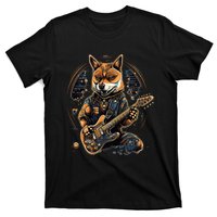 Electric Guitar Rock Music Black and tan Shiba Inu T-Shirt