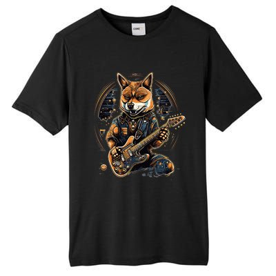 Electric Guitar Rock Music Black and tan Shiba Inu Tall Fusion ChromaSoft Performance T-Shirt