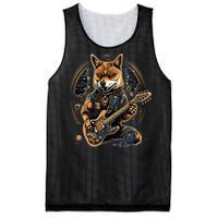 Electric Guitar Rock Music Black and tan Shiba Inu Mesh Reversible Basketball Jersey Tank