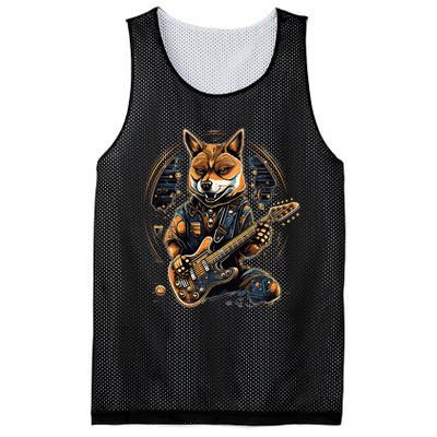 Electric Guitar Rock Music Black and tan Shiba Inu Mesh Reversible Basketball Jersey Tank