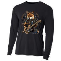 Electric Guitar Rock Music Black and tan Shiba Inu Cooling Performance Long Sleeve Crew