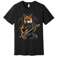 Electric Guitar Rock Music Black and tan Shiba Inu Premium T-Shirt