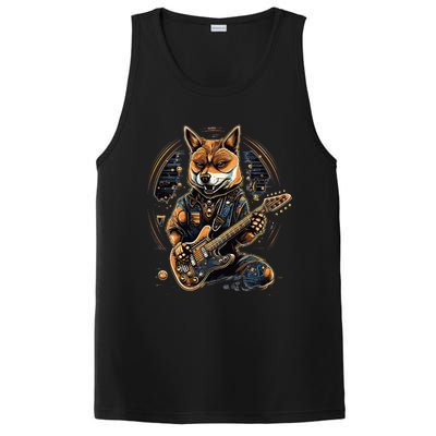 Electric Guitar Rock Music Black and tan Shiba Inu PosiCharge Competitor Tank