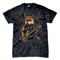 Electric Guitar Rock Music Black and tan Shiba Inu Tie-Dye T-Shirt