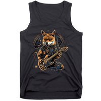 Electric Guitar Rock Music Black and tan Shiba Inu Tank Top