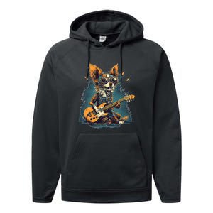 Electric Guitar Rock Music Jack Chi Dog Performance Fleece Hoodie